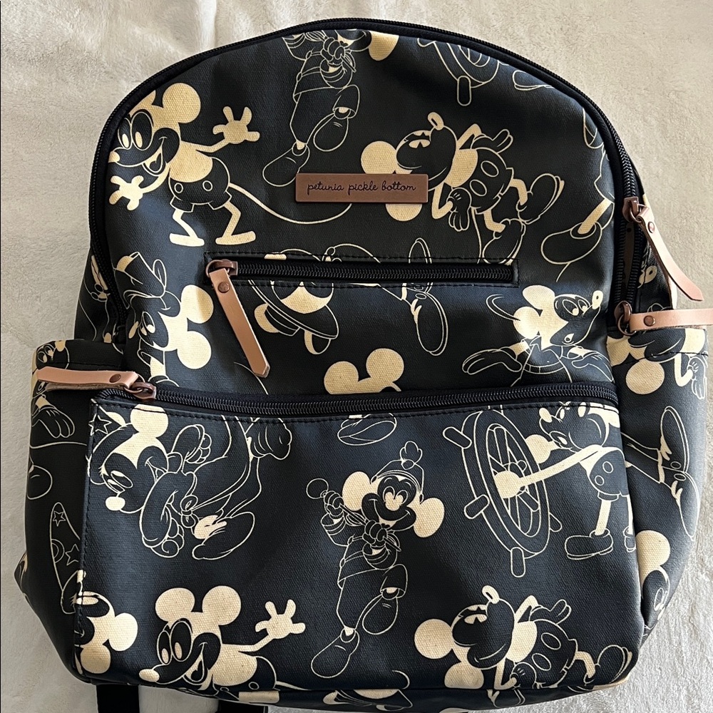 Petunia Pickle Bottom Black and Cream Disney Backpack